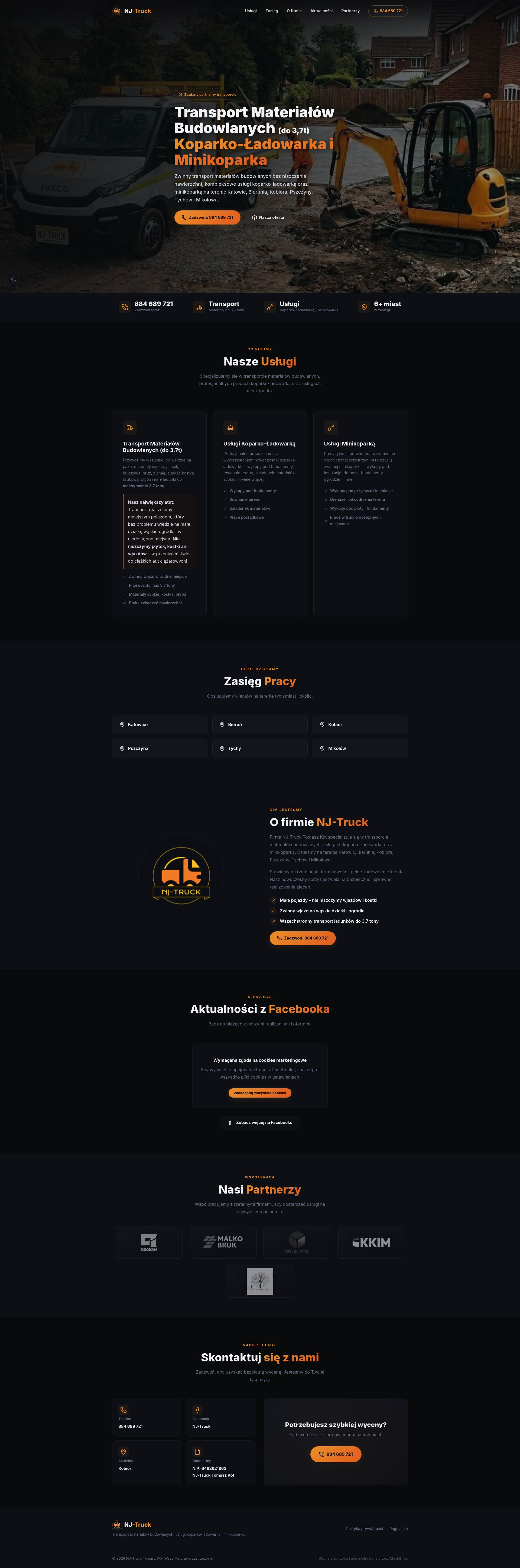 Strona internetowa NJ-Truck – realizacja EMTOS